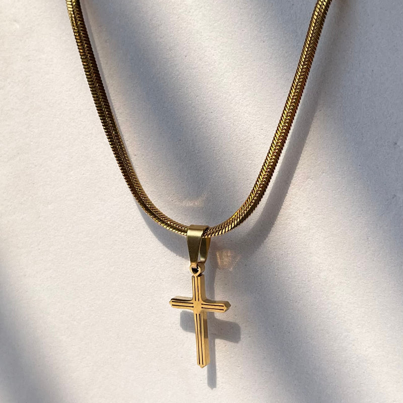 Trinity Cross Chain - Golden (Stainless Steel pendant)